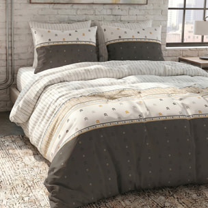 Parure housse de couette 240x220 cm imprimée graphique + 2 taies 100% Coton - AVEN