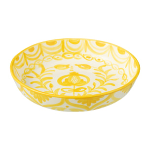 J-Line plat Granada Low - céramique - blanc/jaune - large - Ø 25 cm