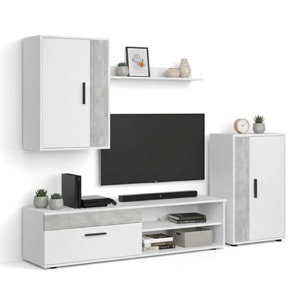 Mueble de salón modular Lunet en blanco artik microcemento 190 cm Blanco Artik (Blanco Mate) - Microcemento