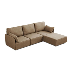 Sofá modular con chaiselongue 3 plazas y brazos Cubiq Beige