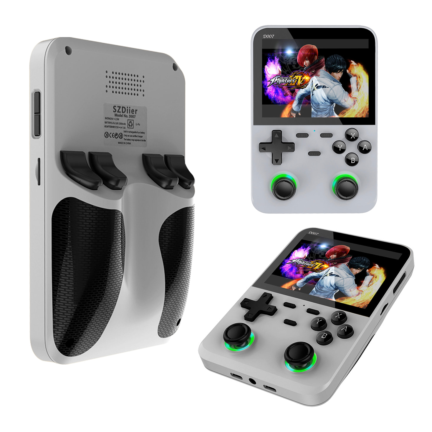 DAM Consola portátil D007, 12 emuladores, 2D y 3D, más de 10.000 juegos clásicos retro. Pantalla de 3,5". 9,5x3,5x14,5 Cm. Color: Gris