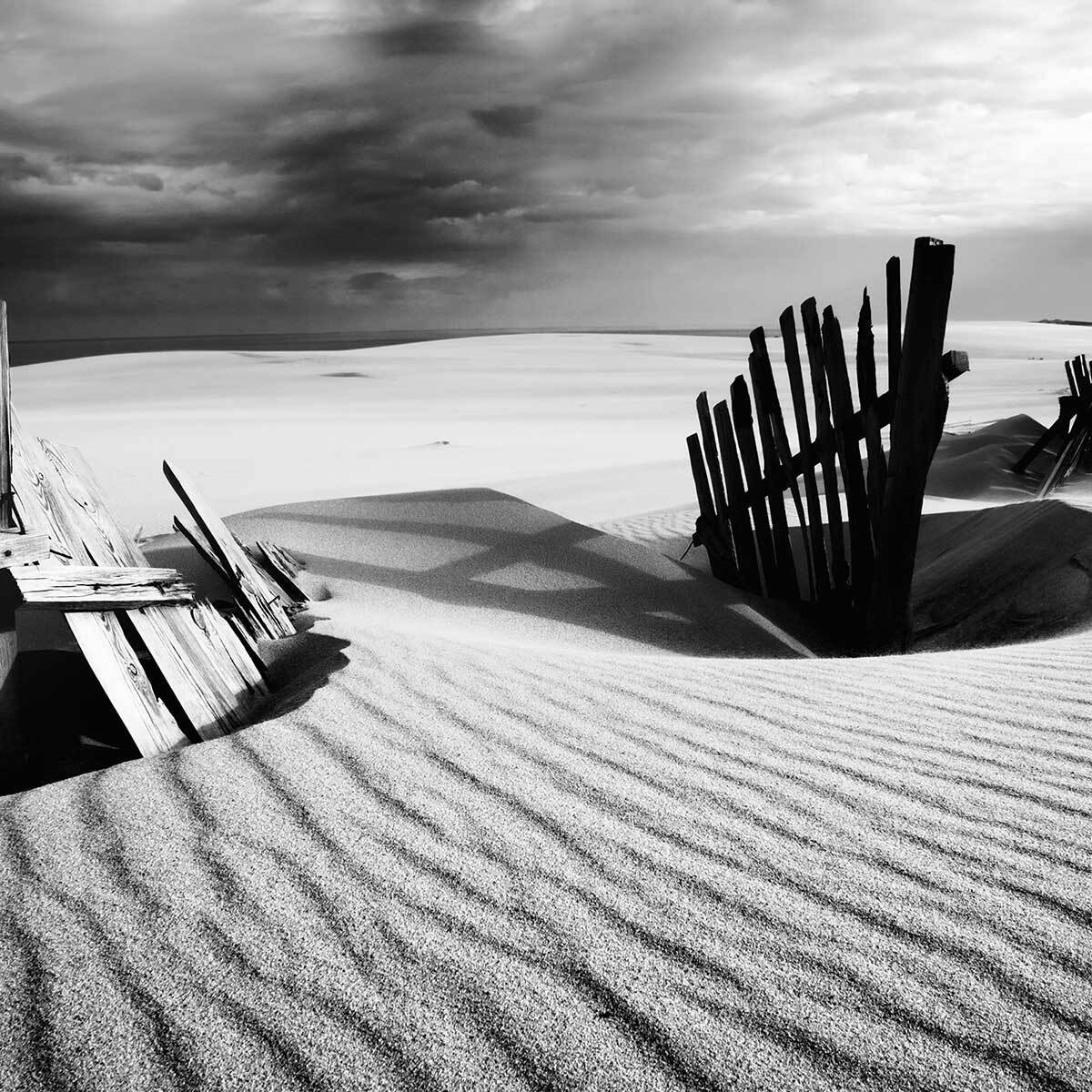 Poster dunes Affiche sous cadre bois