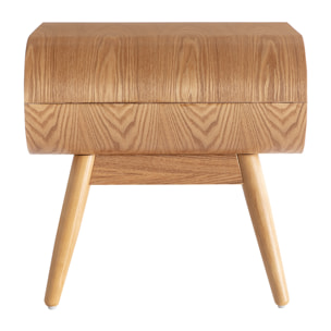 Table de chevet avec tiroir vintage bois clair (lot de 2) BJORG