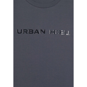 T-shirt regular con spalle raglan e doppia stampa lucida