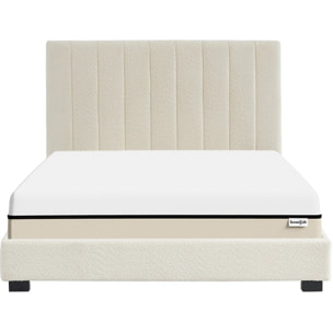Lit en tissu bouclé + Matelas Hybride - WILLIAM & SPRING ELITE