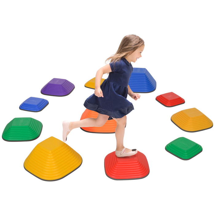 Pierres d'équilibre pour enfants total 11 pcs - parcours de motricité - usage intérieur extérieur - différentes tailles - multicolore