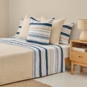 Sábana de algodón 180 hilos rayas Drea color azul 100% Algodón percal