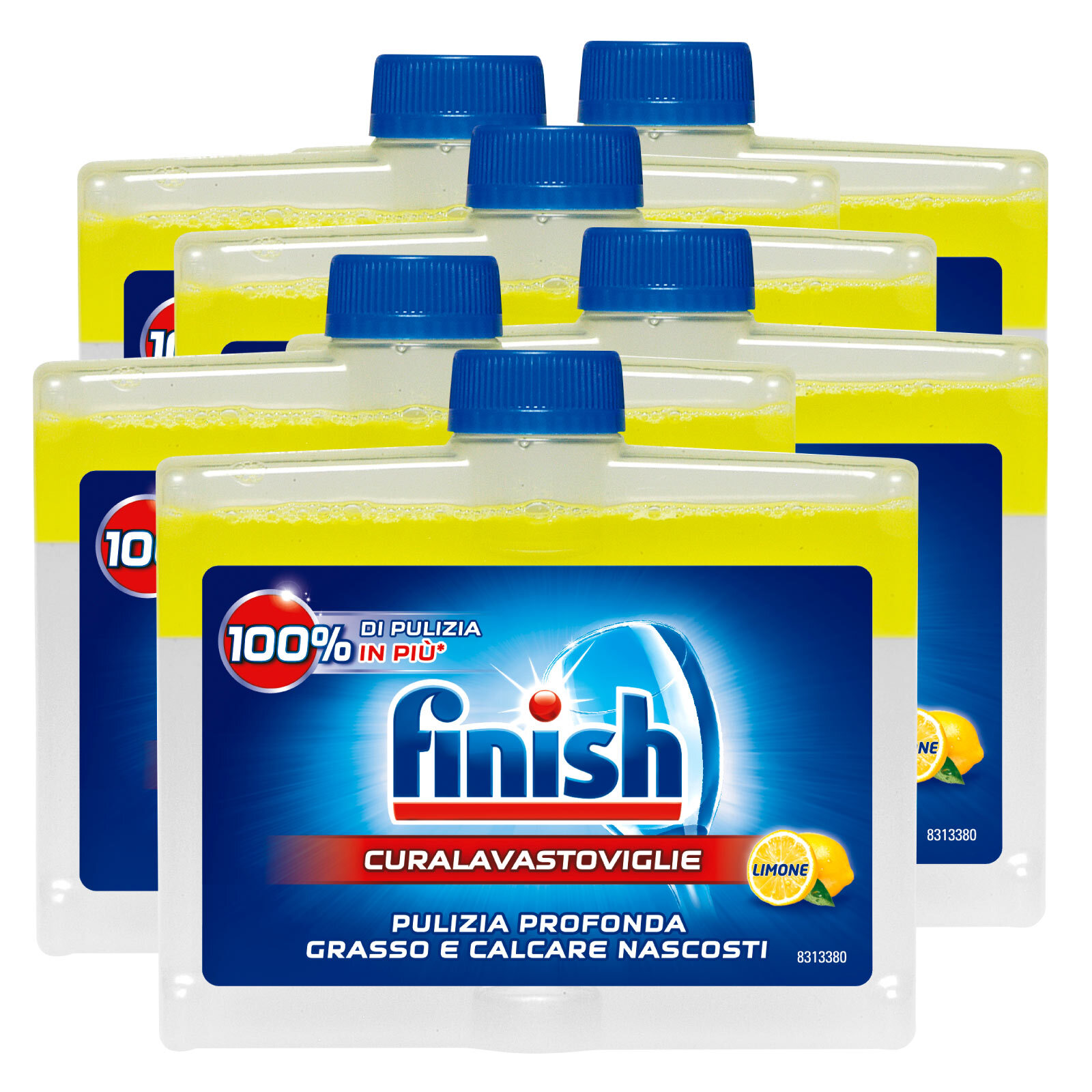 3x Finish Curalavastoviglie al Limone Trattamento per Pulizia Lavastoviglie - 6 Flaconi da 250 ml