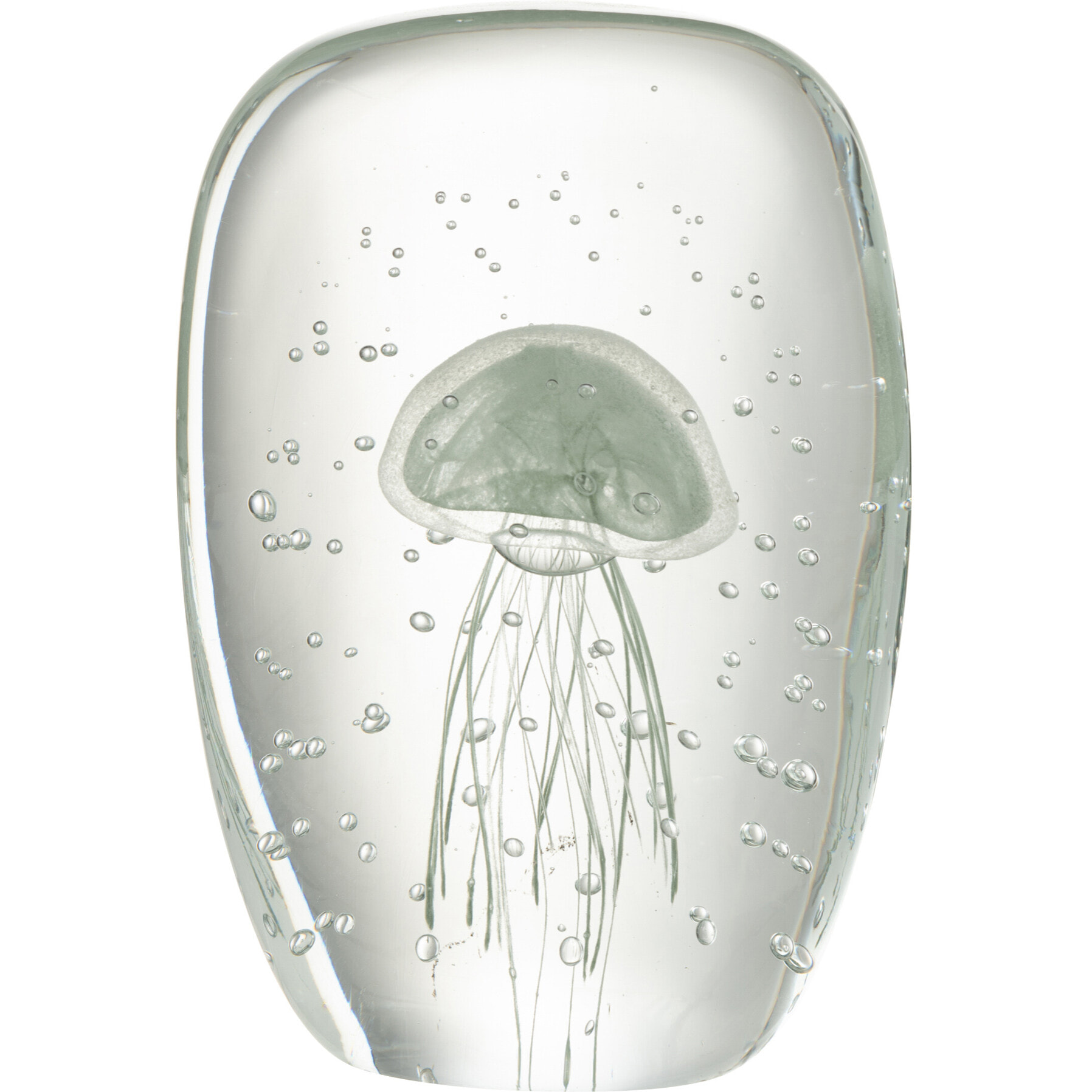 J-Line Presse Papier Calypso Carre Verre Transparent/Vert Large