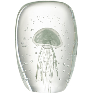 J-Line Presse Papier Calypso Carre Verre Transparent/Vert Large