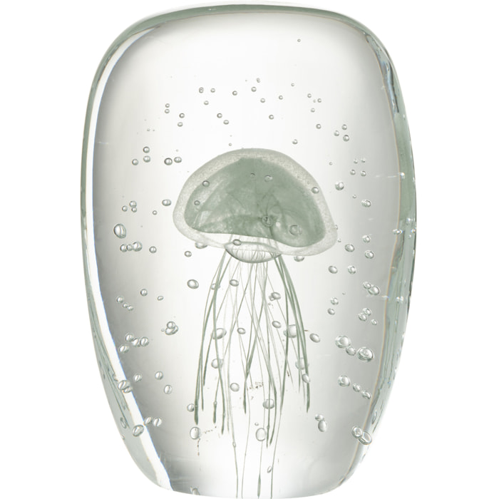 J-Line Presse Papier Calypso Carre Verre Transparent/Vert Large