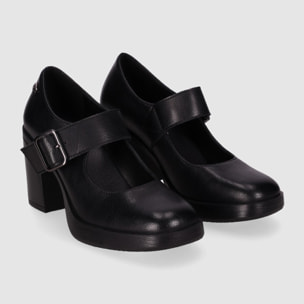 Zapatos de Piel - Negro - Tacón: 6 cm