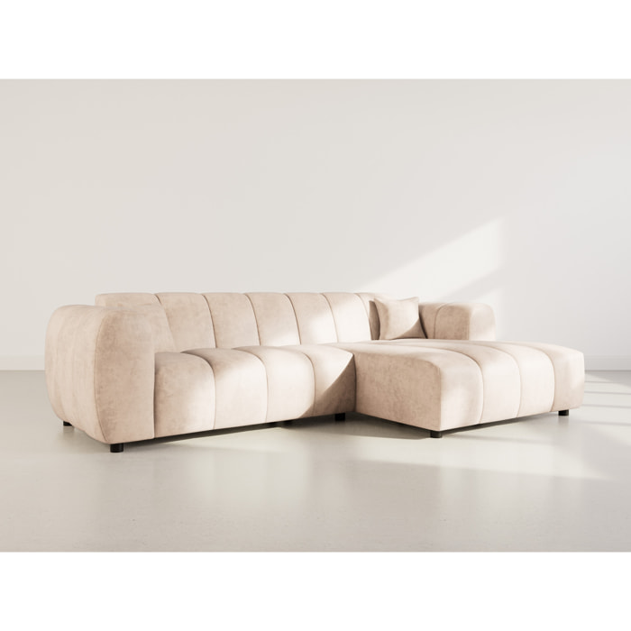 Curtis - canapé d'angle droit 4 places en simili - Beige