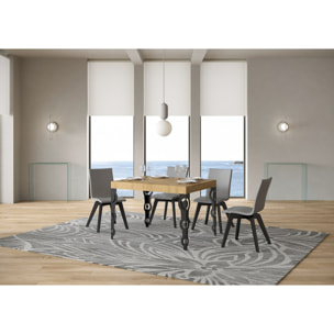 Table extensible 80x120/204 cm Karamay Chêne Nature cadre Anthracite