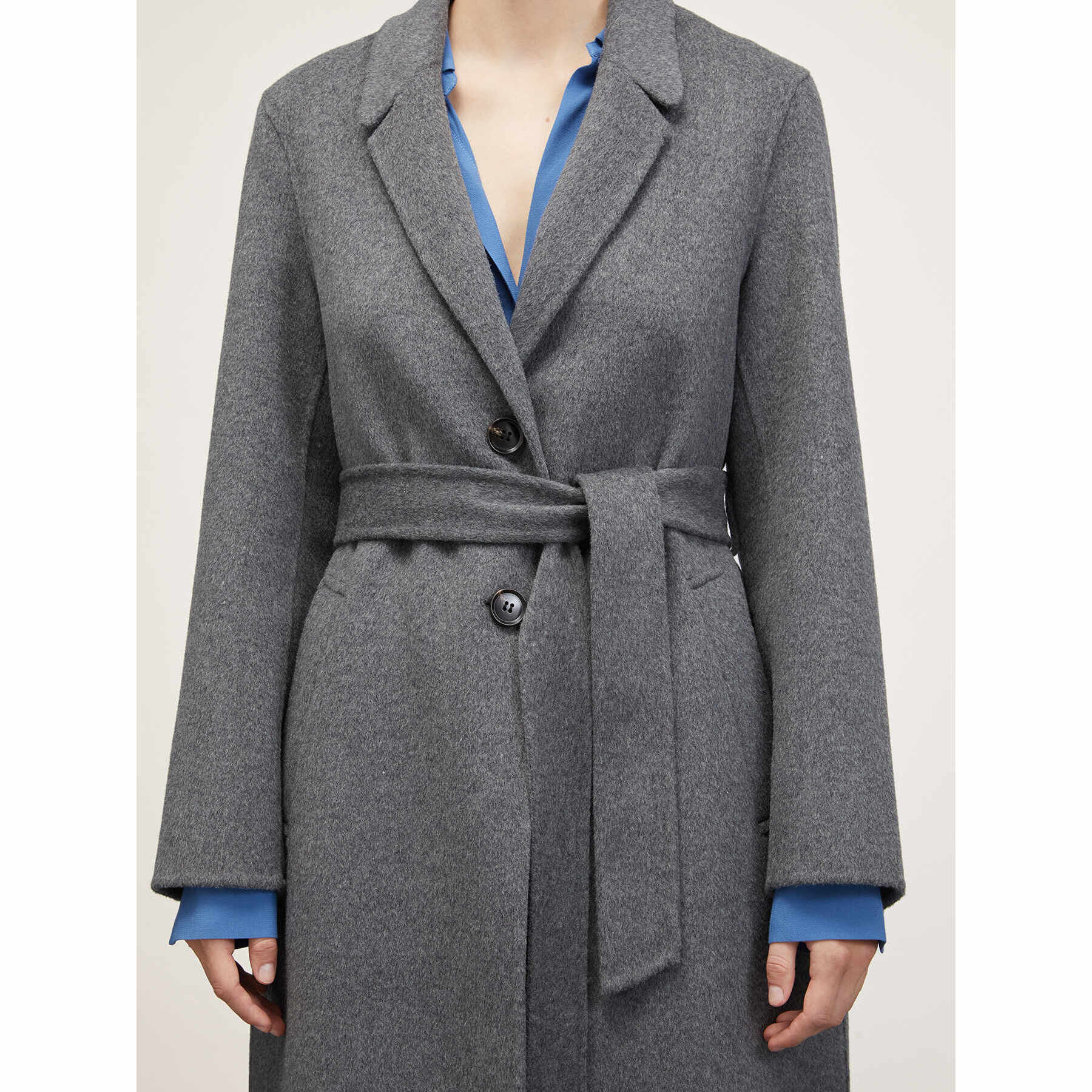 Motivi - Cappotto midi monopetto in panno double - Grigio