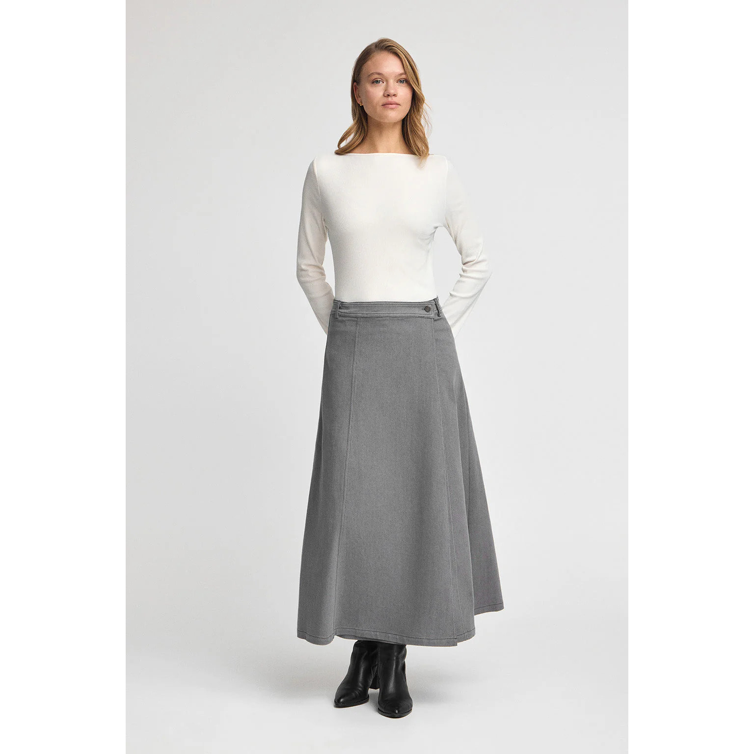 Falda Alisa vaquera gris con detalles Polo Club