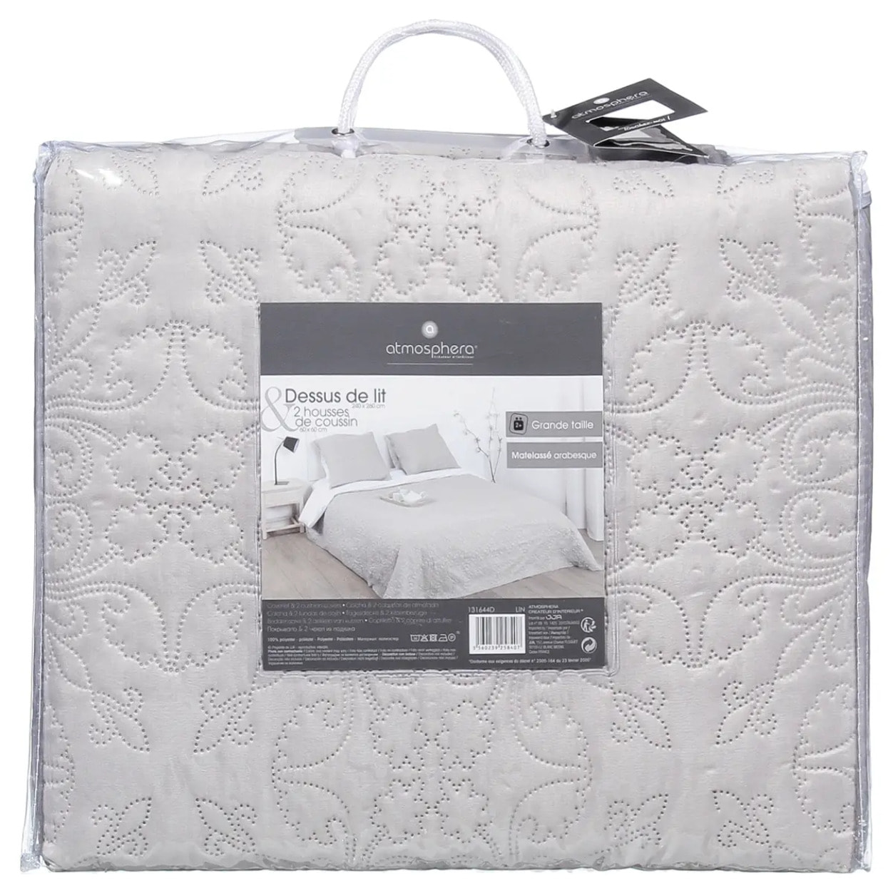 Dessus de lit 2 taies "Arabesque" beige 260x240cm