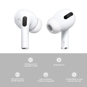 Auriculares i58 Bluetooth 5.0 táctiles. Base de carga con pantalla, sincronización automática con ventana emergente