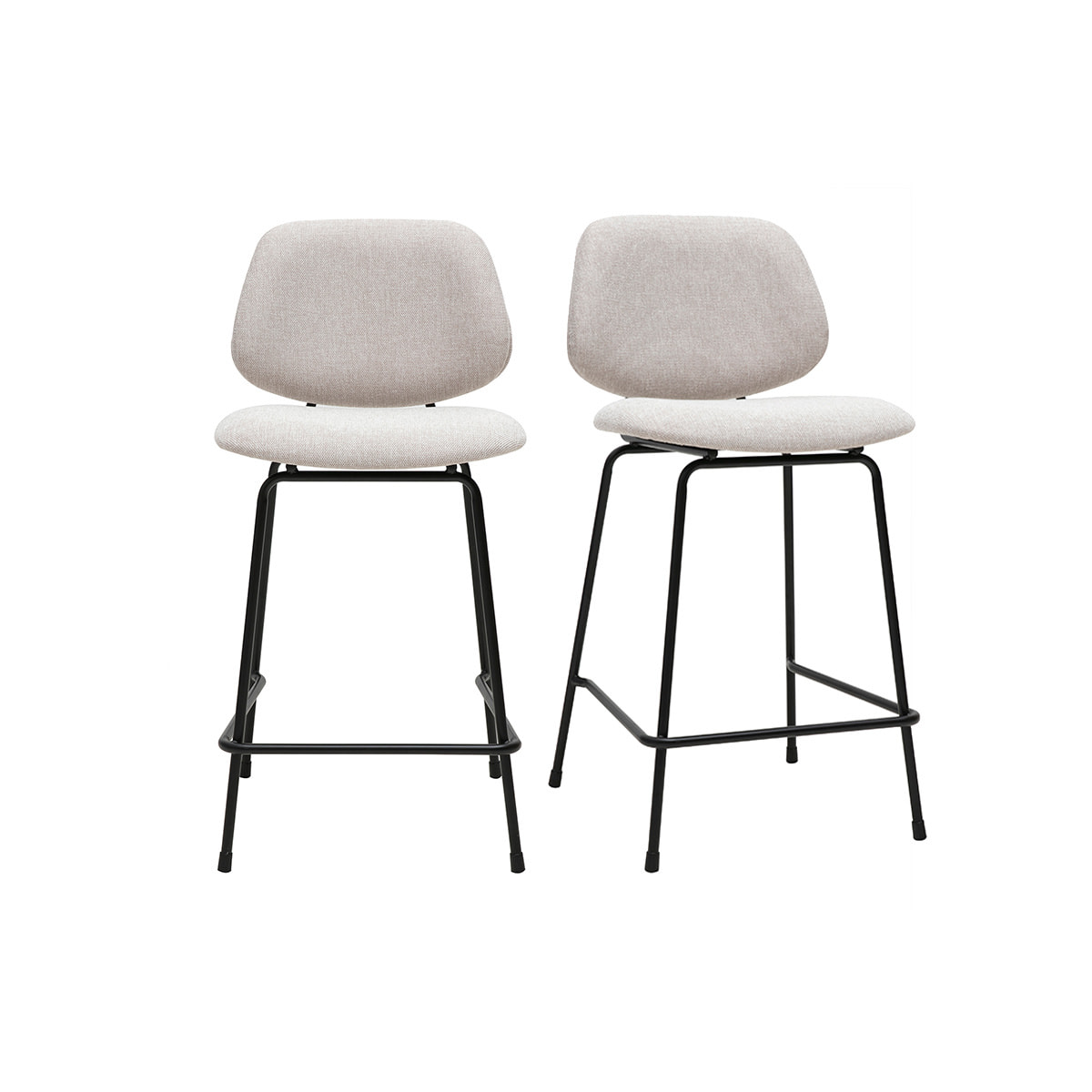 Tabourets de bar en tissu effet velours texturé beige et métal H66.5 cm BARNET (lot de 2)