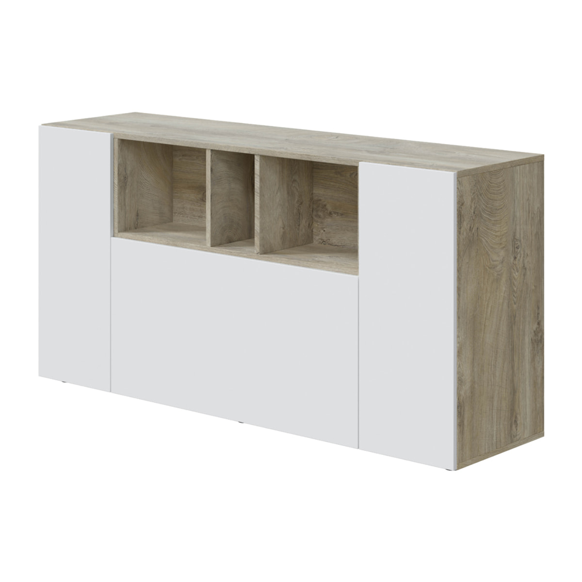 Aparador Loira 3 Puertas 76x150x41 Cm Roble Alaska Y Blaco Artik