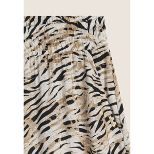 Pantaloni corti in viscosa animalier con vita elasticizzata