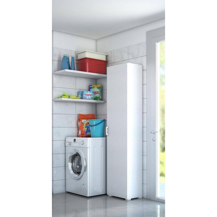 Armadio multiuso Aloise, Mobile lineare a 1 Anta battenti e 4 ripiani regolabili, Mobile a colonna per bagno, 100% Made in Italy, 45x45h195 cm, Bianco