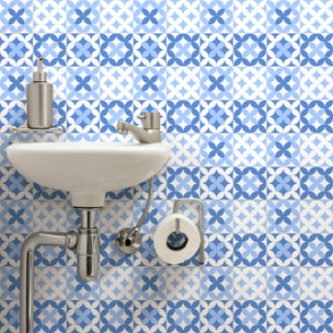 Stickers muraux - Sticker Mural Carrelage adhésif Cuisine Salle de Bain - 24 STICKERS CARRELAGES AZULEJOS ALVINA