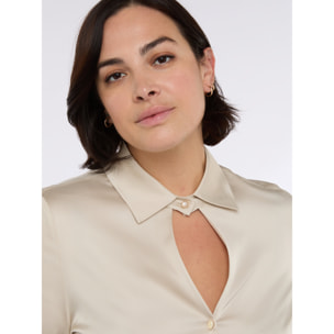 Fiorella Rubino - Camisa de raso con escote cut out - Beige