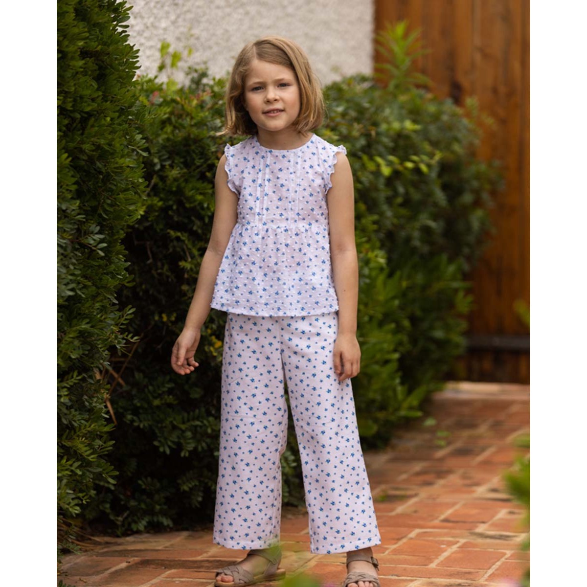 PANTALÓN FLOR AZUL Y BLANCO