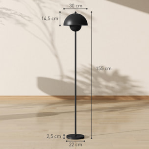 Lámpara de Pie Moderna 155 cm Lámpara de Pie para Salón con Pantalla de Cuenco Reflejando Luz Interruptor de Pie Casquillo E27 Sin Bombilla para Dormitorio Oficina Sala de Estar
