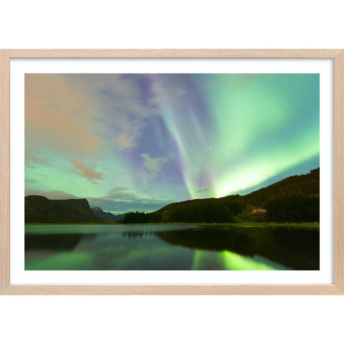 Affiche paysage norwayliht lofoten Affiche sous cadre bois