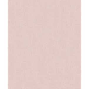 Papier peint uni effet toile lin rose poudré