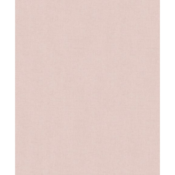 Papier peint uni effet toile lin rose poudré