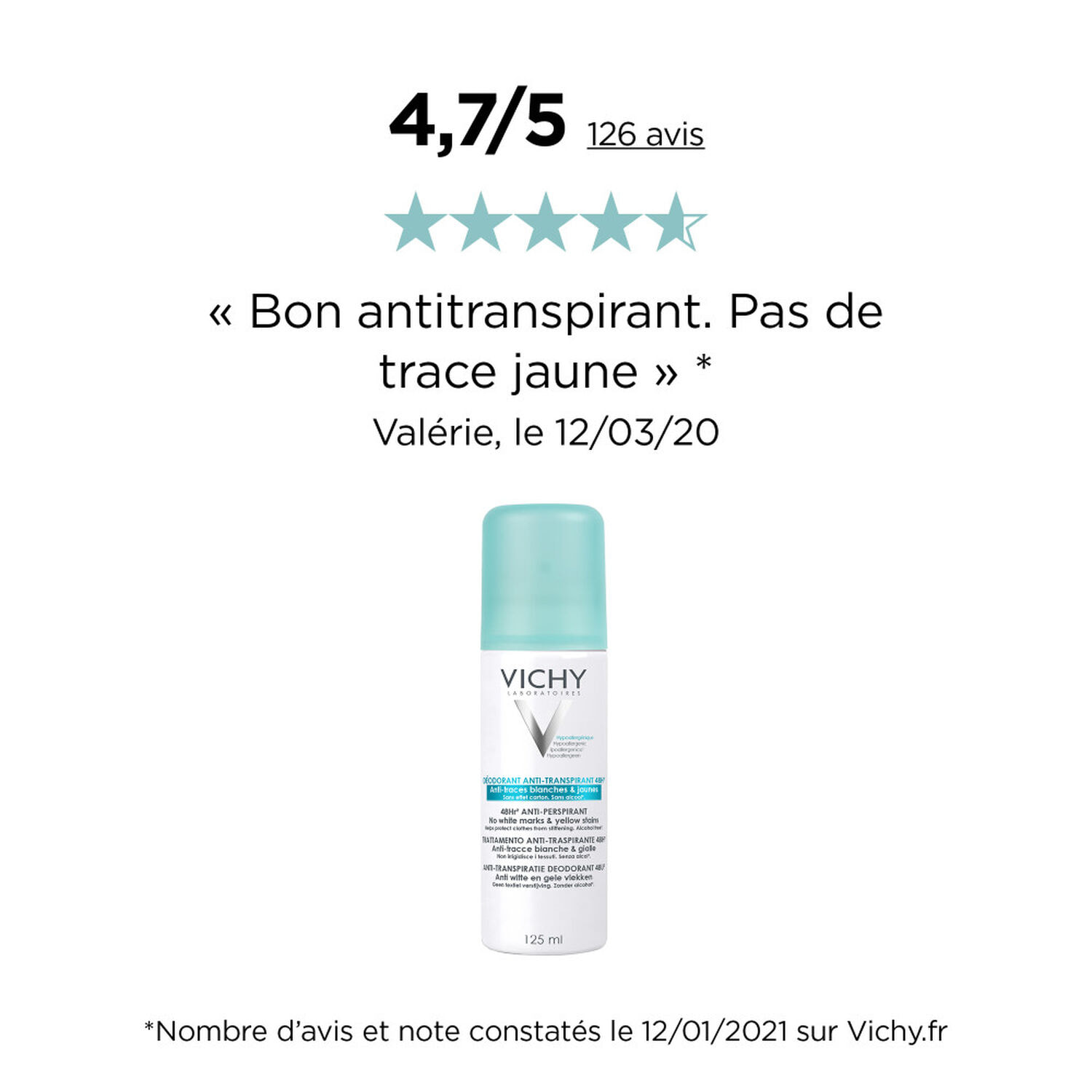Déodorant 48h - Spray Anti-Transpirant & Anti-Traces 125 ml