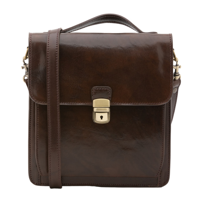 Borsa a tracolla  da uomo In Vera pelle Made in Italy 26x23,5x9 cm