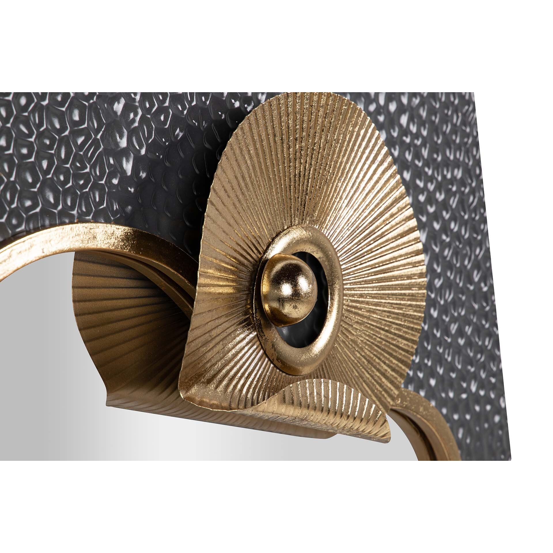Adorno Pared Metal Espejo Gris Dorado 80x7x72 Cm