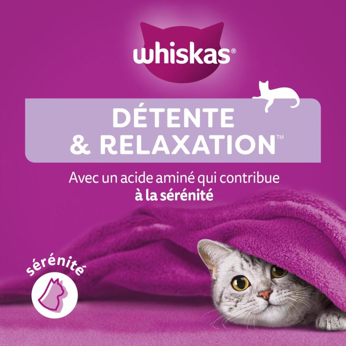 WHISKAS Aliment complémentaire Détente Relaxation au poulet pour chat 4x45g