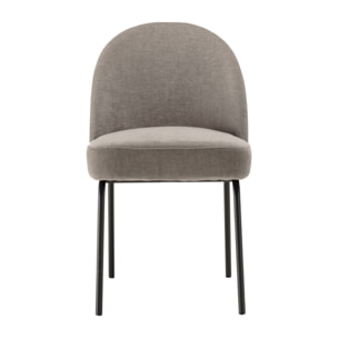 ULYSSE - Lot de 2 chaises tissu couleur lin pieds acier noir