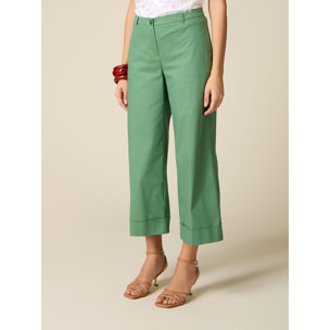 Oltre - Pantalones cropped de mezcla de algodón - Verde