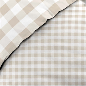 Parure de lit 3 pièces en coton à carreaux housse + taies - Naturel