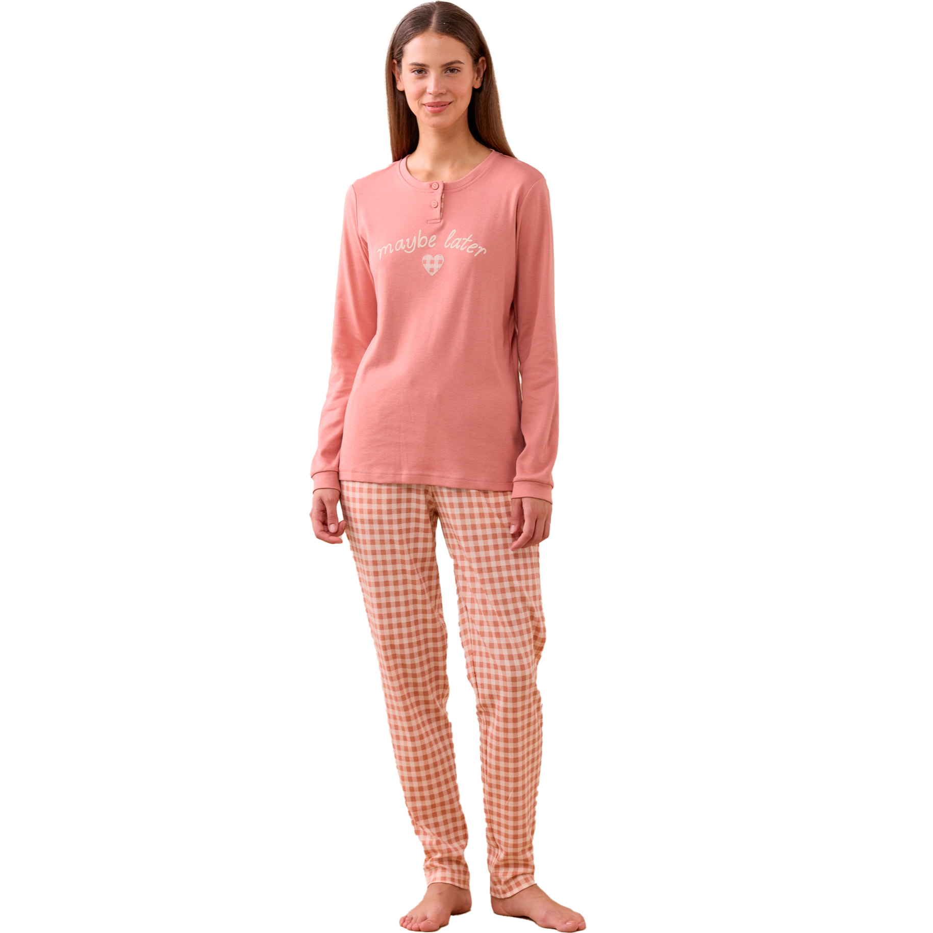 Pigiama donna maybe in caldo cotone con collo due bottoni Noidinotte