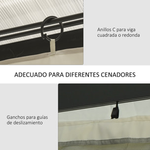 Outsunny 4 Paredes Laterales para Cenador 352x205 cm Laterales para Gazebo Universal con Ganchos y Anillos en C para Pérgola Carpa Beige