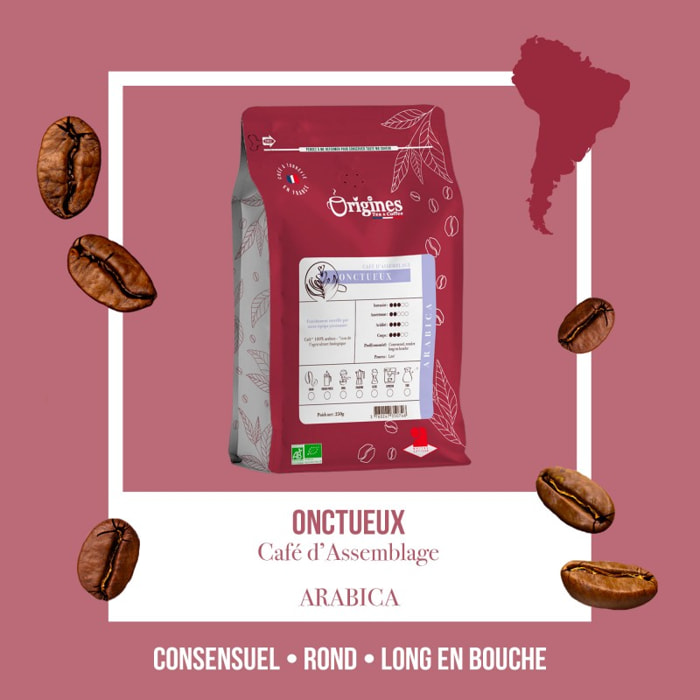 Café Bio L'Onctueux - Blend Pur Arabica - Italienne - 250g