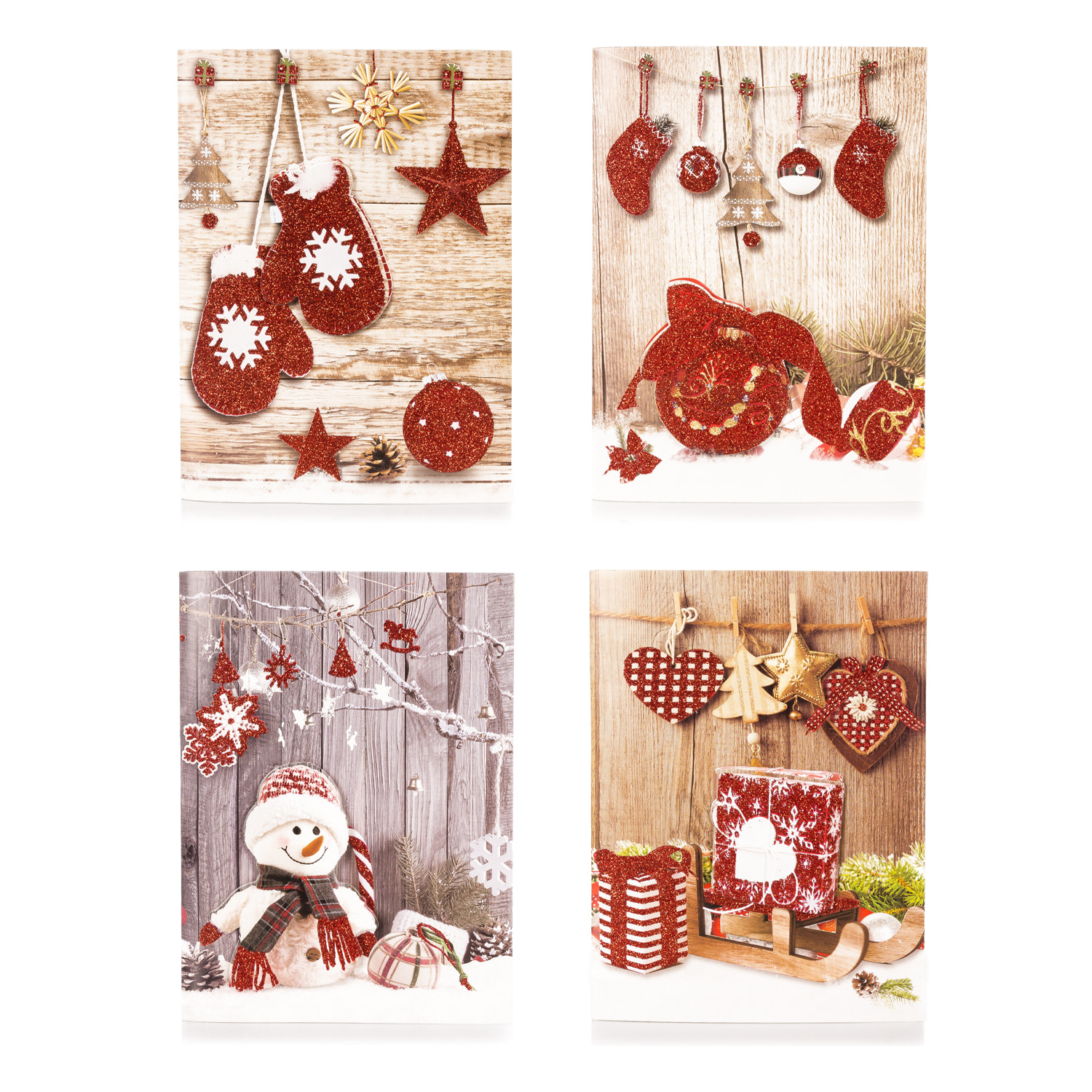 Confezione 2 biglietti di auguri natalizi musicali con busta e luce LED