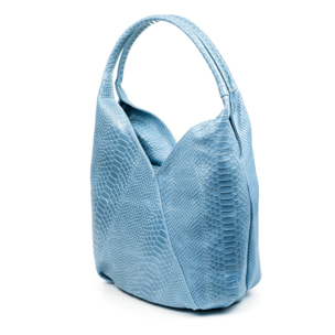 Jesi Bolso de hombro Mujer. Piel auténtica Gamuza Grabado Serpiente.