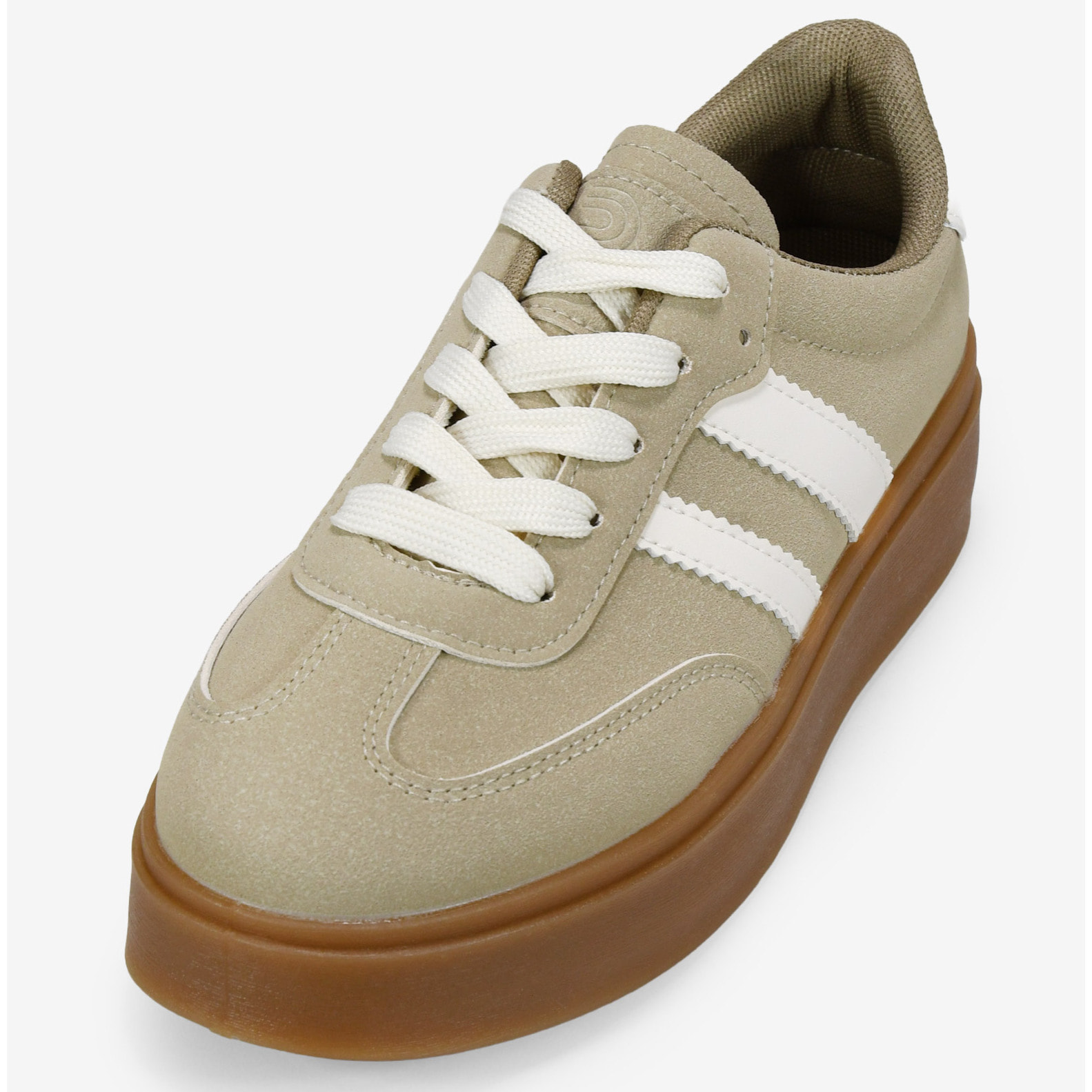 Zapatillas de plataforma beige y verde con cordones