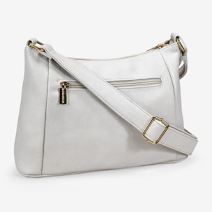 Bolso bandolera beige con bolsillo floral
