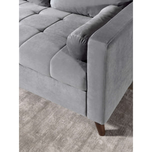 POLAR - Canapé d'angle réversible convertible - en velours au design scandinave - 4 places - Gris clair