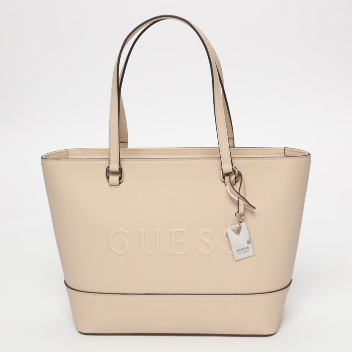 Bolso shopper - logo en relieve - beige