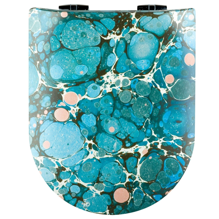 Abattant wood slim déclipsable au style pierre précieuse - Bleu